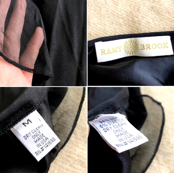 Ramy Brook Black Silk Sheer Long Sleeve Keyhole Shift Dress M - Picture 3 of 5